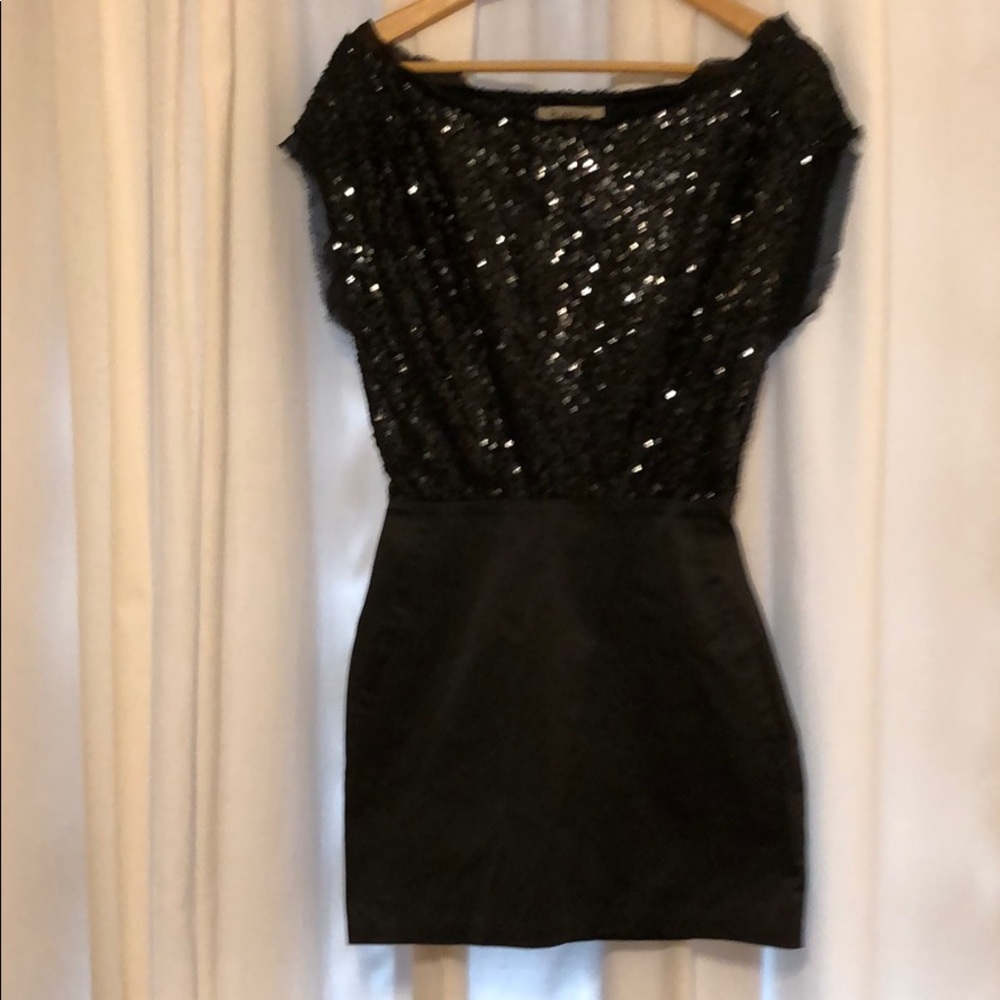 BCBGen Sequin Top Dress with Sheer Trim
